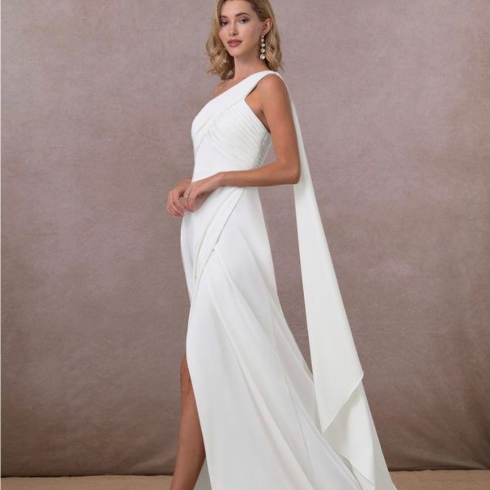 Azazie One Shoulder White Dress